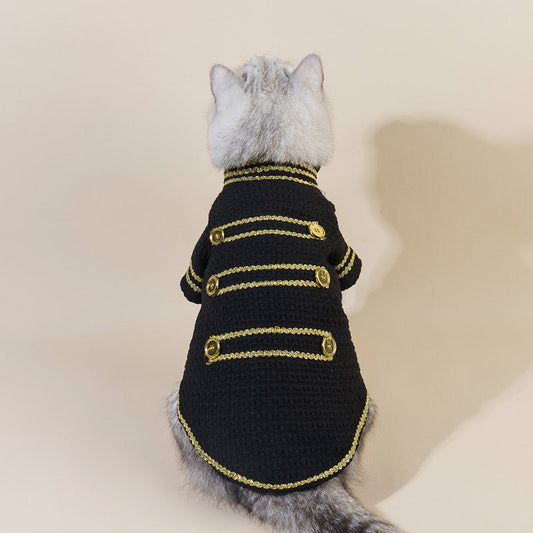 HKM-9033149 Trendy Gold Thread Polyester Jacket for Pets - XS to XL Sizes Available