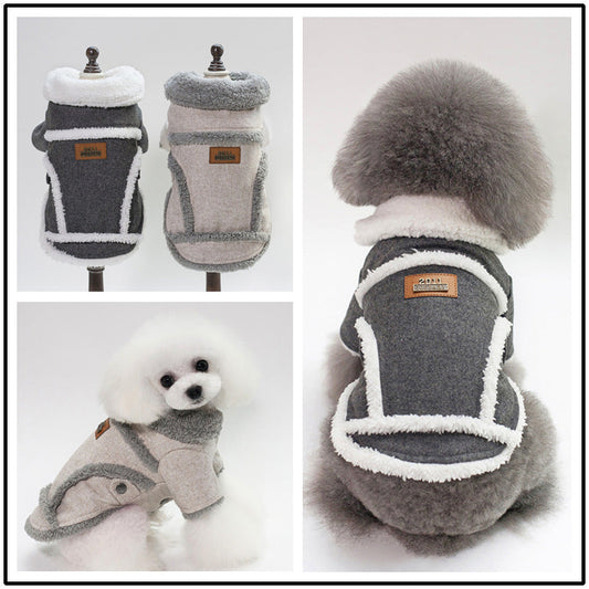 HKM-9262525 Personalized Fleece-Lined Dog Clothes for All Sizes in Beige, Black, and Gray
