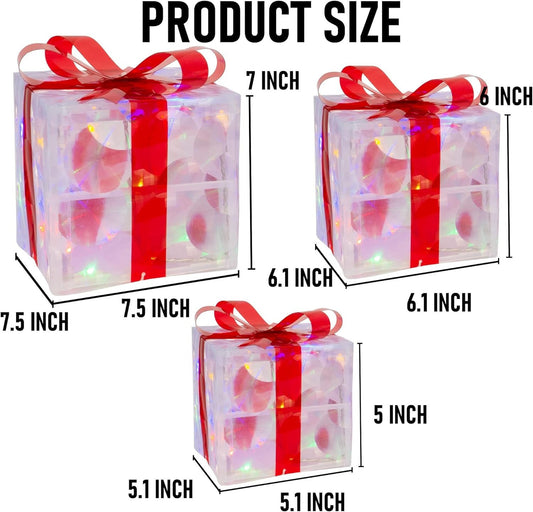 KTX-000083 Luminous Christmas Gift Box Set for Window Displays and Holiday Decor
