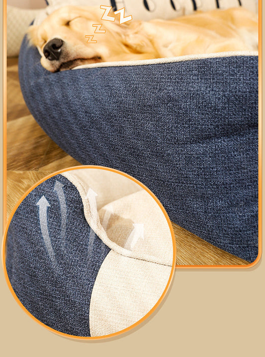 HKM-002387 Four Seasons Removable and Washable Dog Bed with High Backrest, Available in Multiple Sizes