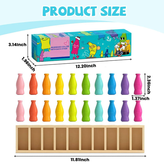 Educational Color Matching Memory Game for Kids - Wooden Bottle Color Challenge Toy