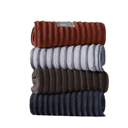 KTX-005971 Super Soft Coral Fleece Bath Towels – Creamy White, Dark Red, Gray, Navy Blue, Brown Options Available