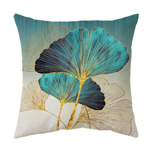 KTX-008531 Ginkgo Leaf Printed Pillow Cover in Modern Design, 45x45cm, Soft Fabric