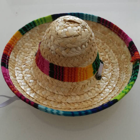 HKM-008851 Charming Straw Mini Pet Hat with Adjustable Cotton Rope for Small Pets