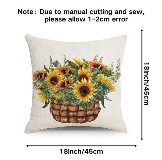 HKM-011987 Rustic Floral Linen Print Pillowcase for Elegant Home Decor
