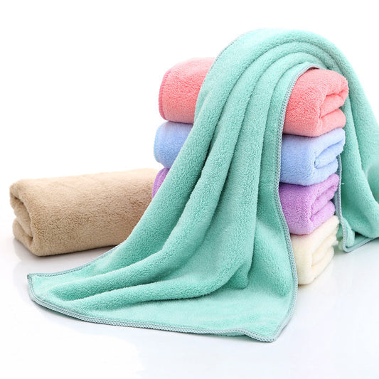 KTX-015187 High-Density Coral Fleece Microfiber Towel - 34x75cm, Polyester Fiber Composition