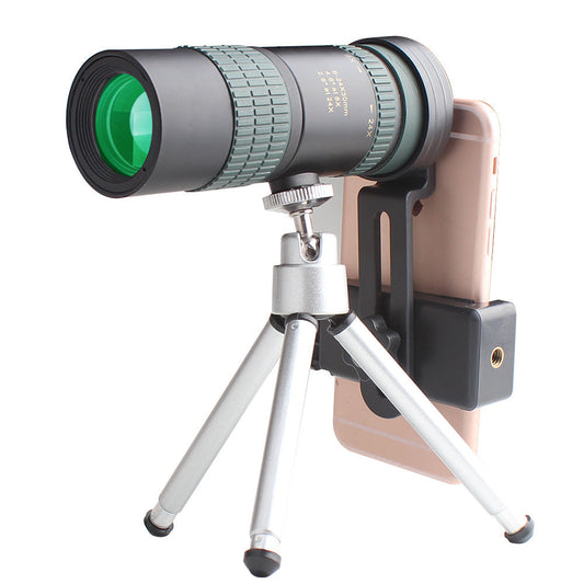 HKM-016339 Adjustable 8-24X30 Monocular Telescope with Phone Clip and Tripod, Lightweight and Versatile for Outdoor Viewing