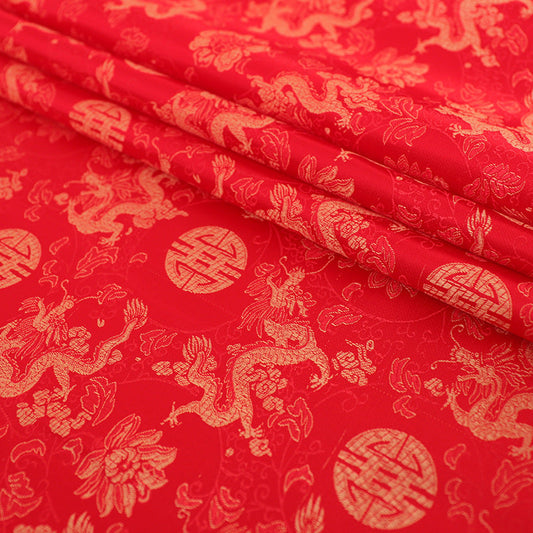 HKM-016595 Nylon Handmade Silk Satin Brocade Fabric for Skirts, Shirts, Wedding Dresses, and More - 90cm Wide, 190g/㎡