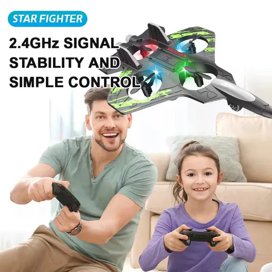 HKM-018323 Six-Channel Foam Remote-Controlled Aircraft with One-Button Return Function and LED Lights for Ages 14 and Up