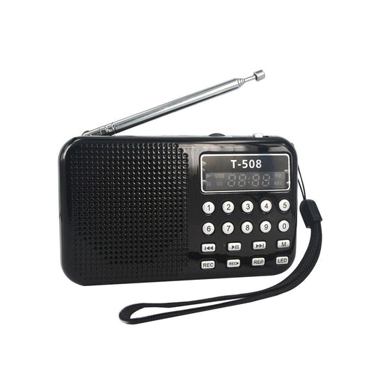 HKM-018771 Mini Portable Dual Band Stereo FM Radio Speaker with LED Display, USB and Micro SD Support for Tablets and MP3 Devices