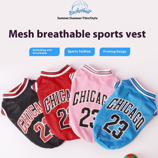 HKM-019795 Large Mesh Basketball Vest for Dogs - Summer Sports Apparel in Multiple Colors