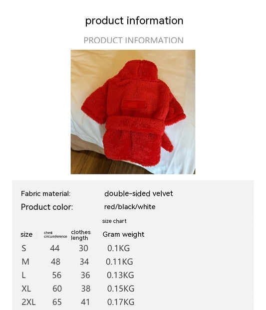 HKM-019859 Maltese Pet Nightgown for Autumn and Winter in Solid Colors - Red, White, Black, Various Sizes