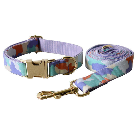 HKM-020563 Purple Camouflage Dog Bow Tie and Leash Set in Various Sizes
