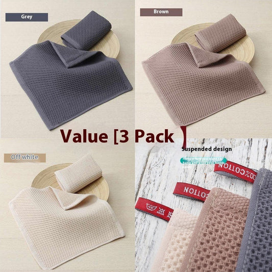 KTX-020627 Honeycomb Absorbent Cotton Face Towels - 3 Pack or 6 Pack in Various Colors