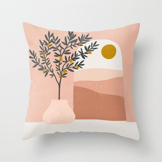 HKM-023635 Modern Abstract Oil Painting Pillowcase - Peach Skin Fabric, 45x45cm