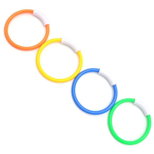 HKM-023763 Colorful Plastic Dive Training Rings for Kids - 4 Pieces Swimming Pool Toy
