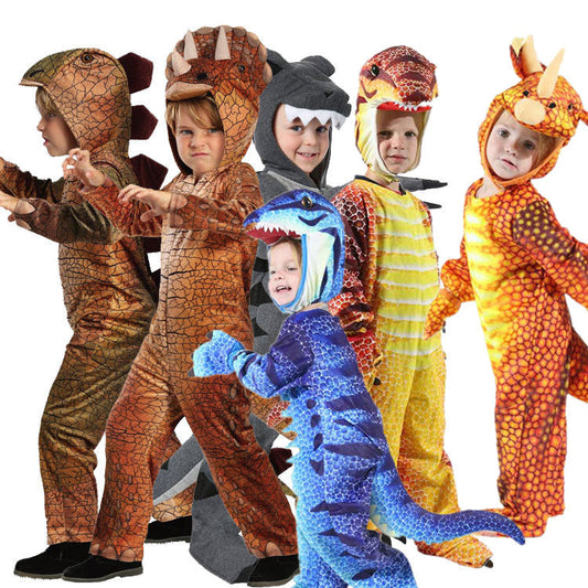 HKM-023955 Dinosaur Costume for Kids - Tyrannosaurus & Triceratops Parent-Child Cosplay Outfits for Halloween and Christmas