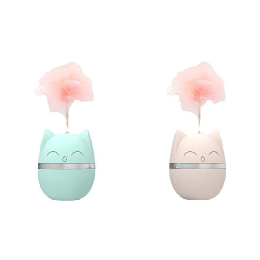HKM-023955 Interactive Cat Feather Toy with Plastic Tumbler Design, 7x9cm, Available in Blue and Pink