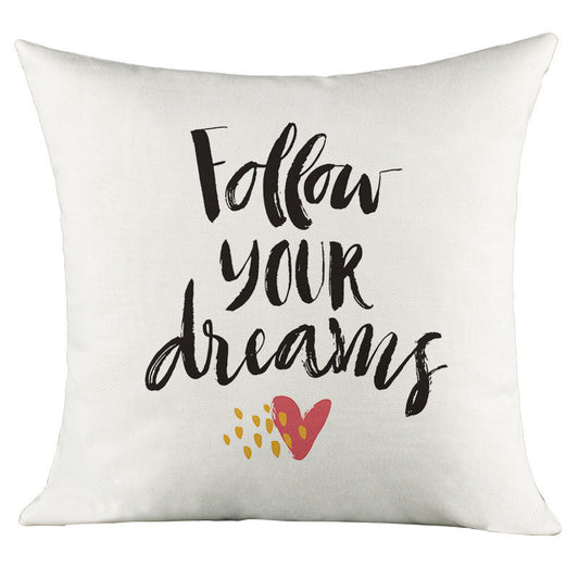 HKM-025875 Character Language Digital Print Linen Cushion Cover - 45x45cm