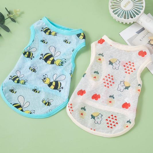 HKM-027539 Sunscreen Cool Vest for Cats - Lightweight Polyester Pet Clothing in Fun Colors