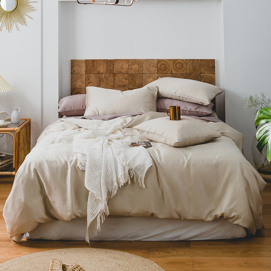 HKM-028435 Summer Light Luxury Tencel Bedding Set - 4-Piece Ice Silk Cool Feel with Quilt Cover and Sheets