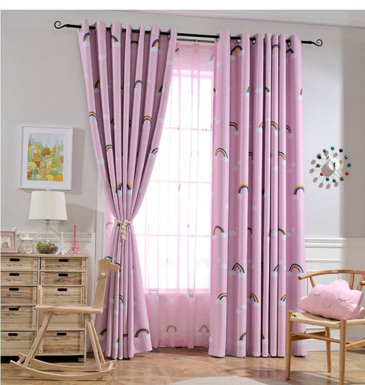 KTX-029971 Colorful Rainbow Blackout Curtains for Kids' Bedrooms – Variety of Styles and Sizes