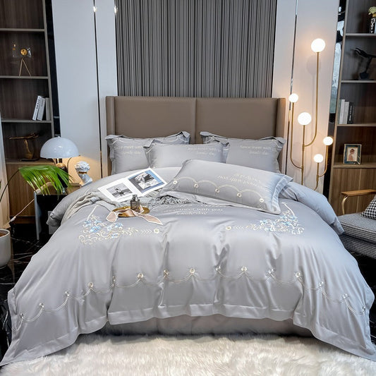 HKM-030099 Cotton Embroidery Bedding Set - 4-Piece Collection for Full, Queen, and King Beds