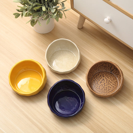 HKM-033747 Ceramic Cat Bowl with Anti-Tipping Design for Cervical Spine Support - Available in Various Colors