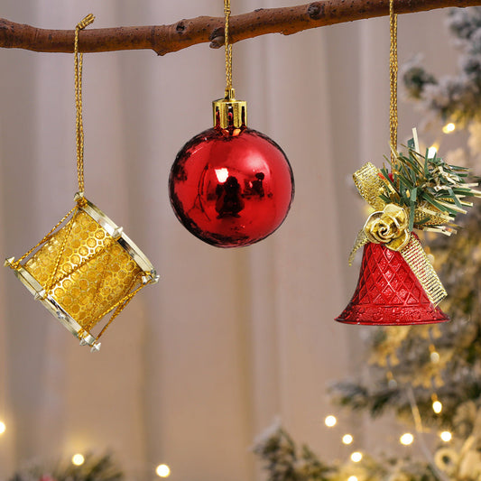 HKM-034835 Christmas Foam Pendant Decorative Ornament - Gold and Blue Holiday Party Decoration