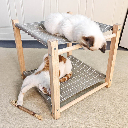 HKM-042131 Double Layer Cat Hammock with Removable Washable Bed in Classic Gray and Navy Blue