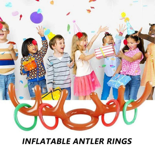 HKM-042195 Christmas Antler Hat Ring Toss Inflatable Toy for Parent-Child Fun