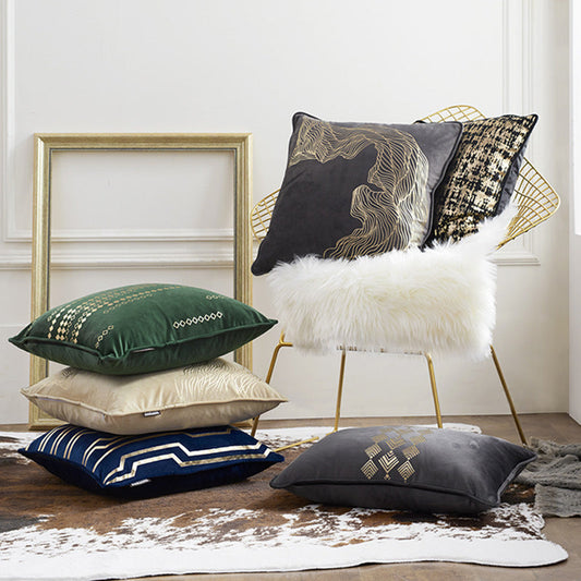 HKM-044051 Shimmering Gold Velvet Cushion Cover, 45x45cm, Thick and Soft for Home Decor