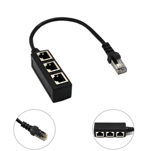 HKM-044115 RJ45 Ethernet Cable Splitter Adapter - 1 Male to 3 Female LAN Extension Cord