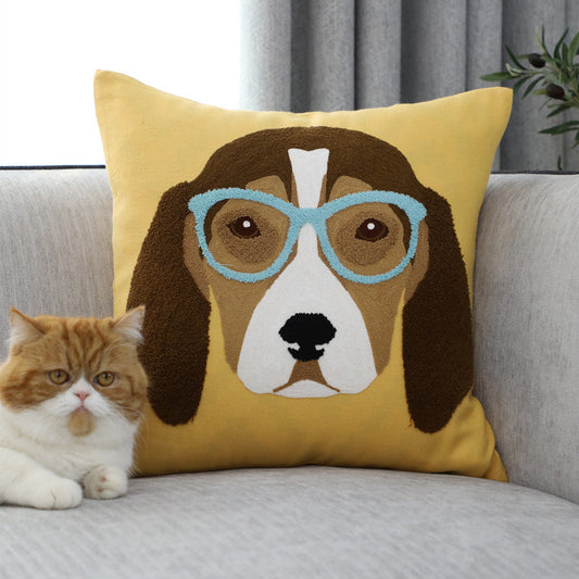 HKM-046611 Embroidered Square Cushion Set with Core for American Dog - Multiple Color Options
