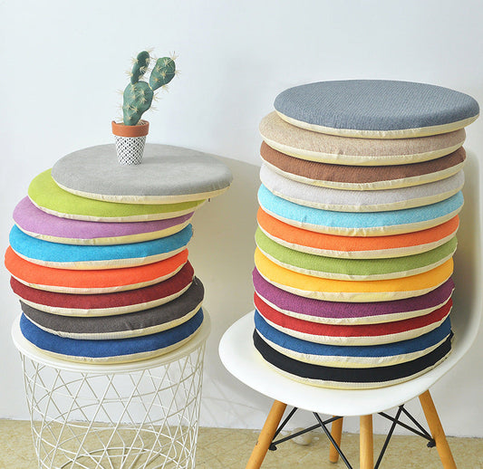 HKM-047187 Round Linen Memory Foam Chair Pad - Soft, Modern Design, Available in Multiple Colors and Sizes