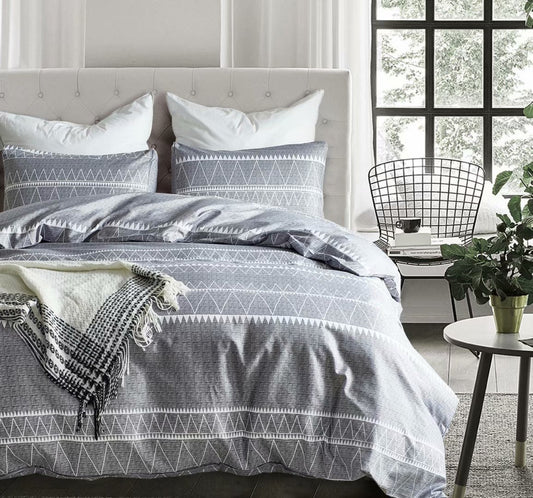 HKM-047379 Three-Piece Printed Bedding Set in Various Sizes - Soft Polyester Cotton Home Textile