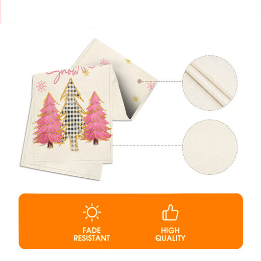 HKM-047827 Festive Table Runner with Christmas Tree and Snowflake Design - Multiple Colors and Sizes Available