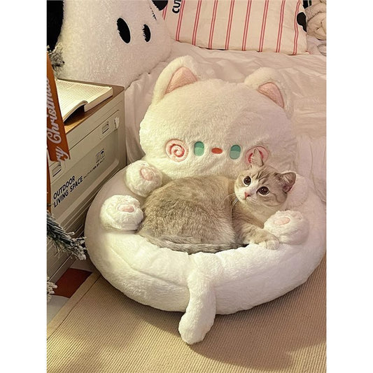 HKM-048659 Universal Warm Pet Bed for Cats - Cozy Hug Design, Multiple Sizes and Colors Available