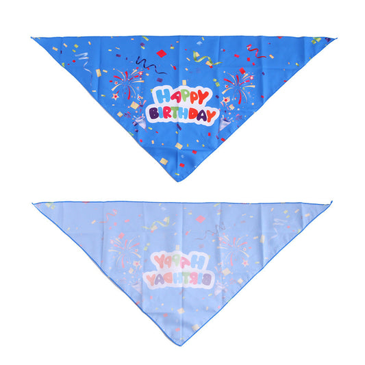 HKM-049235 Cute Polyester Triangle Scarf for Pet Birthday Celebration - Available in Balloon Blue, Balloon Pink, Ribbon Blue, Ribbon Pink
