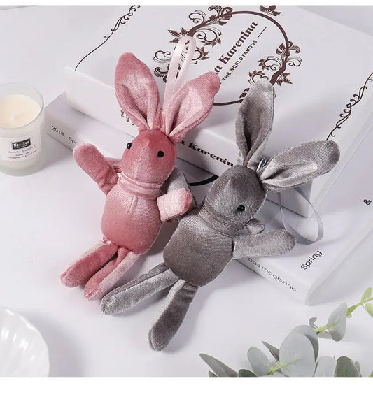 HKM-049363 Plush Bunny Keychain Doll - Soft Velvet Rabbit Pendant for Accessories and Home Decoration