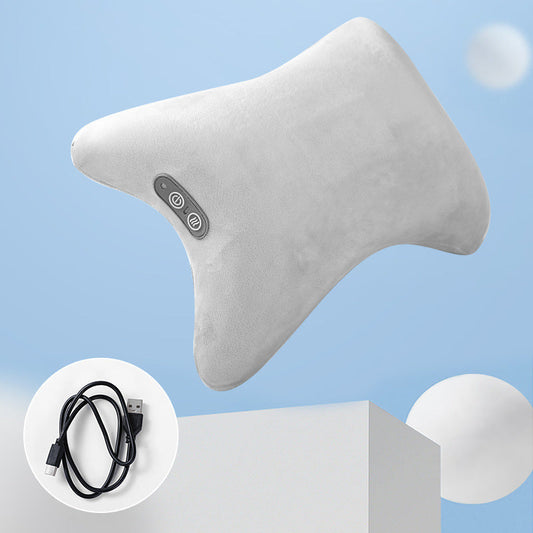 HKM-049491 Vibrating Massage Pillow with Hot Compress - USB Rechargeable, Skin-Friendly Velvet