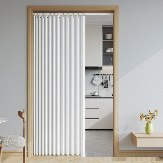 KTX-055827 Solid Color Folding Partition Door Curtain - Modern Fabric Hanging Curtain, Available in Multiple Sizes and Colors