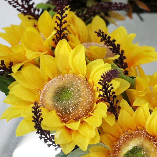 HKM-056211 Sunflower Artificial Silk Flower Wreath for Thanksgiving and Holiday Decor