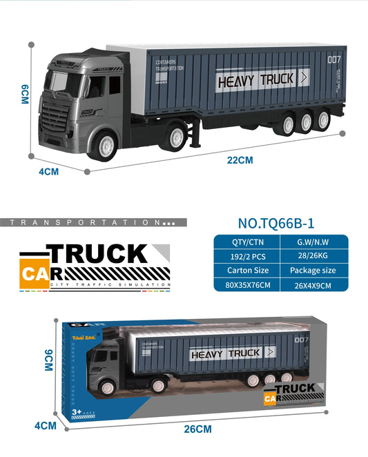 HKM-059987 1/43 Scale Diecast Container Truck Model - Alloy Construction for Kids