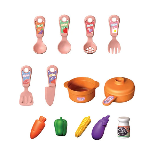 HKM-062867 Blue Kitchen Play Set for Toddlers Age 2-7 - Pretend Cooking Toys for Kids