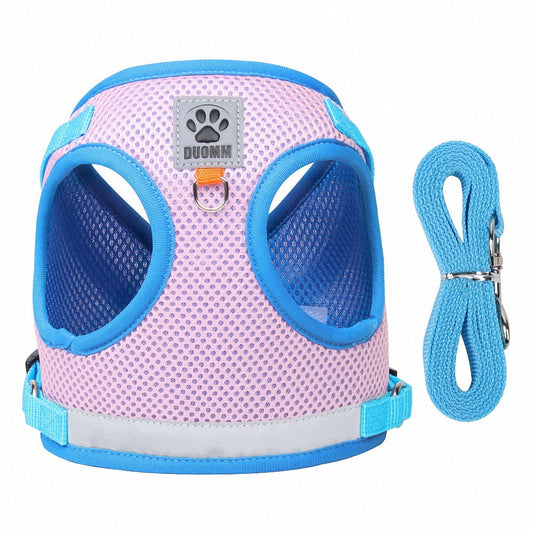 HKM-064019 Reflective Breathable Dog Vest Leash with Chest Strap - Available in Multiple Colors and Sizes