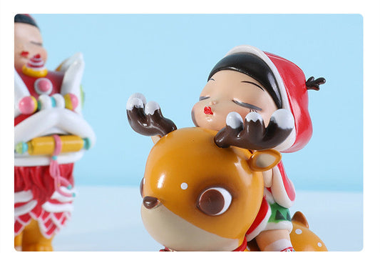 HKM-064467 Indoor Deer Girl Car Decoration - PVC 3D Model in Snow Night Elf & Mini Pearl Purple