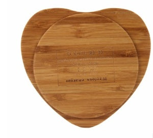 HKM-065555 Natural Heart-Shaped Bamboo Wireless Charging Pad - Eco-Friendly Design with Efficient Power Management