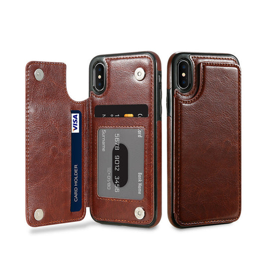 HKM-067731 Universal Phone Case with Card Slots for Multiple Models – Simple PU Back Cover in Various Colors