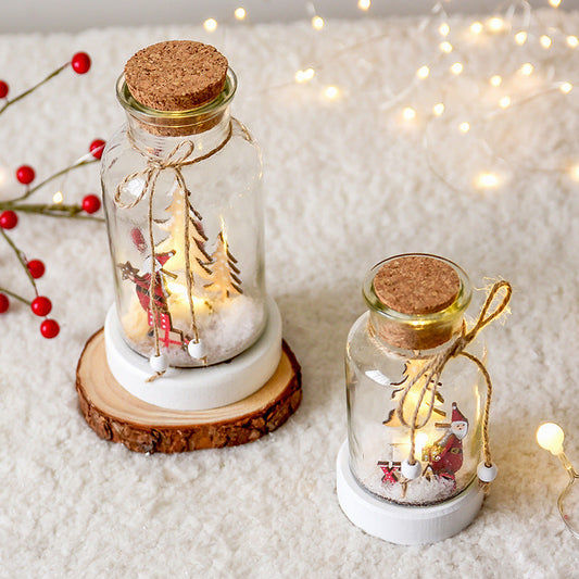 HKM-070547 Snow Bottle Wish Bottle - Northern European Style Glass Tabletop Ornament for Christmas Decor